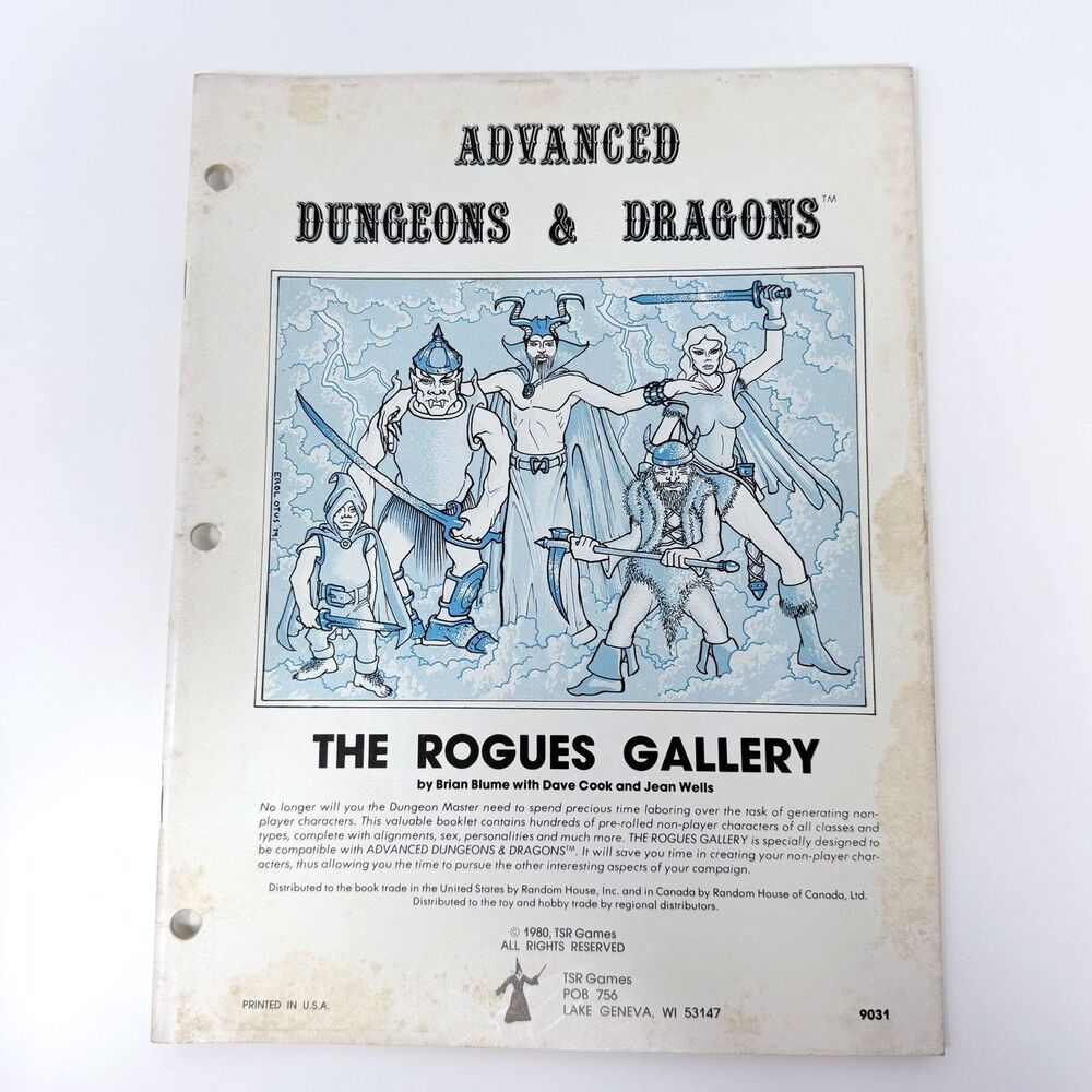 AD&D The Rogues Gallery TSR 9031 1980 2nd Print Complete 48 Page RPG